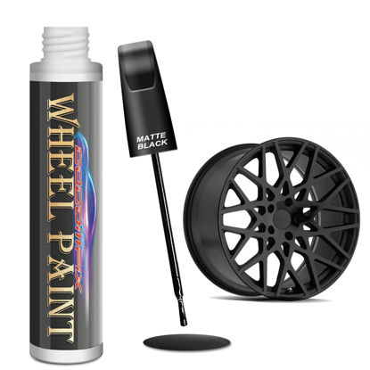 Picture of Matte Black Rim Touch Up Paint, Wheel Scratch Repair Touch Up Paint Pen, Black Car Rim Paint Universal Color Satin Matte Black Wheel Paint(Matte Black)