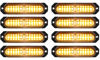 Picture of ASPL 8pcs Sync Feature Ultra Slim 12-LED Surface Mount Flashing Strobe Lights for Truck Car Vehicle LED Mini Grille Light Head Emergency Beacon Hazard Warning lights (Amber)