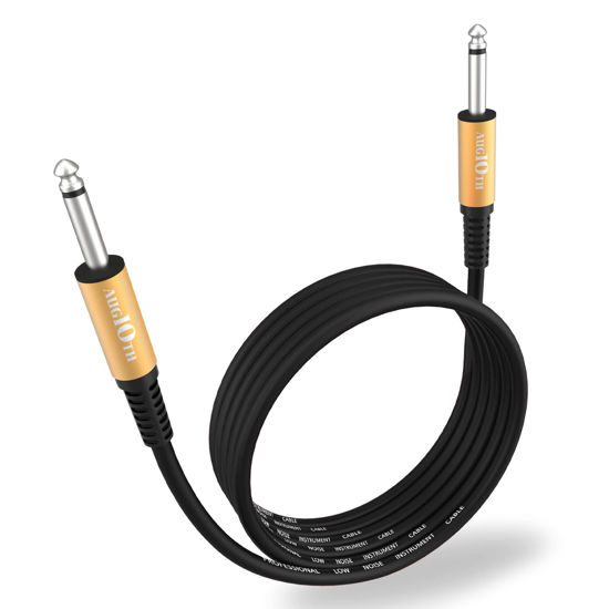 Picture of Augioth Guitar Cable 15 ft, Stage Electric Instrument Bass Cable AMP Cord 1/4 Straight to Straight Black