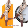 Picture of Nefelibata Banjo Strap, 2" Wide Double Full Grain Cowhide Guitar Strap Adjustable Replacement,Multi-pattern Guitar Strap With Headstock Rope and Leather Headband(Light Yellow Flower Embroidery)