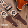Picture of Nefelibata Banjo Strap, 2" Wide Double Full Grain Cowhide Guitar Strap Adjustable Replacement,Multi-pattern Guitar Strap With Headstock Rope and Leather Headband(Light Yellow Flower Embroidery)
