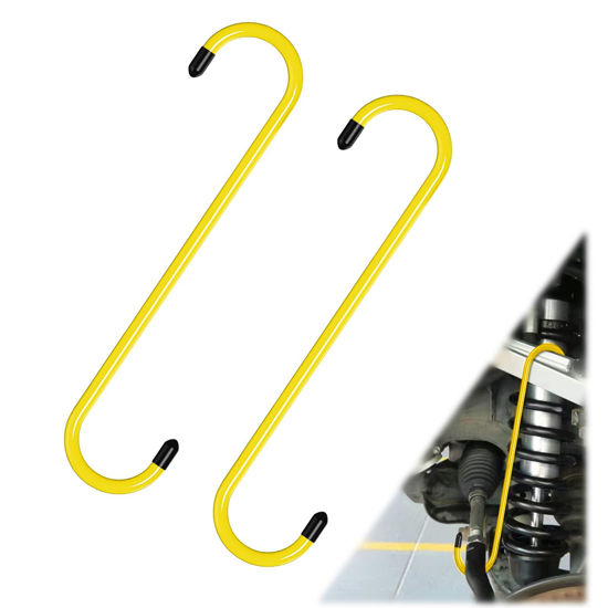 Picture of 2PCS Brake Caliper Hanger, Caliper Hangers Hooks with Rubber Tips, Durable Steel, Rust-Proof Automotive Brake Tools for Braking, Axle, Suspension(Yellow)
