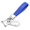 Picture of QBUC Genuine Leather Car Keychain,Universal Heavy Duty Metal Key Chain Accessories,Car Fob Key Keychain Holder with 360 Degree Rotatable Snap Swivel and Anti-Lost D-Ring for Men Women(Dark Blue)