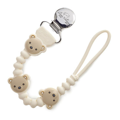 Picture of Itzy Ritzy Silicone Pacifier Clip; 100% Food Grade Silicone Pacifier Strap with Clip Keeps Pacifiers, Teethers & Small Toys in Place; Features One-Piece Design, Bear Character & Silicone Cord (Bear)