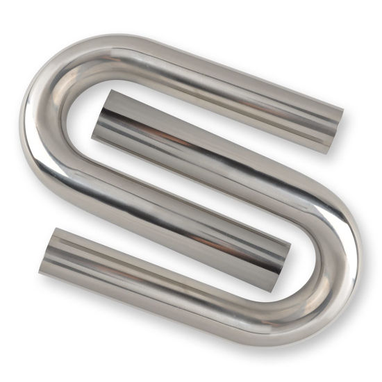 Picture of FGJQEFG 2 Inch 180 Degree DIY Custom Mandrel Exhaust Pipe Tube Pipe, T304 Stainless Steel, Universal Fit, 22.82 Inch End to End Length, 2'' OD Mandrel Bend Pipe 2PCS