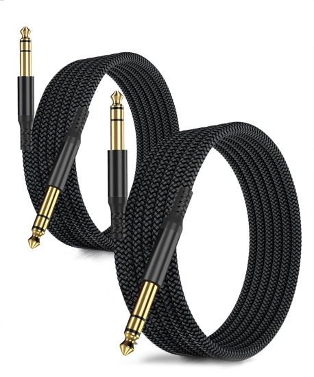 Picture of 6.35mm TRS Instrument Cable 15FT 2Pack,Straight 1/4 Inch Male Jack Stereo Audio Interconnect Cord,6.35 Balanced Lead Line for Electric Guitar,Bass,Keyboard,Mixer,Amplifier,Amp,Speaker,Equalizer