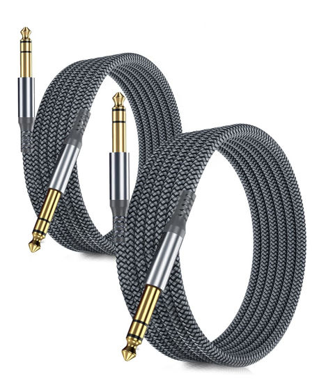 Picture of 6.35mm TRS Instrument Cable 15FT 2Pack,Straight 1/4 Inch Male Jack Stereo Audio Interconnect Cord,6.35 Balanced Lead Line for Electric Guitar,Bass,Keyboard,Mixer,Amplifier,Amp,Speaker,Equalizer