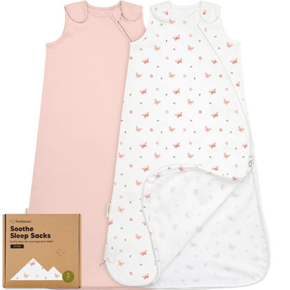 Picture of 2-Pack Organic Sleep Sacks, 100% Cotton -Baby Sleeping Sack, Wearable Blanket Baby, Sleep Sack for Babies, Toddler Swaddle Sack, Newborn Baby Sleeping Bag,Sleepsack for Infant Girl,Boy(Butterflies, M)