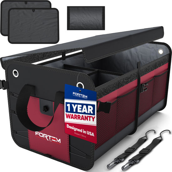 Picture of FORTEM SUV Trunk Organizer, Car Organizer, Collapsible Multi-Compartment Storage Bag for Car Accessories for Women Men, 1680D Oxford, Non Slip Bottom, Adjustable Straps, Soft Cover (65L)