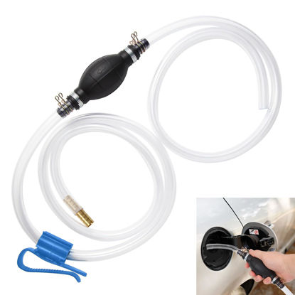 Picture of Yetofro Gas Siphon Hose Pump, Manual Hand Water pump, Gasoline Transfer Pump for water Gas Oil Petrol Diesel, Fuel Siphon Pump with 2 Durable PVC Syphon Hoses