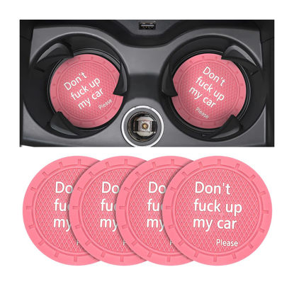 Picture of 8sanlione Car Cup Coaster, 4Pcs 2.75 Inch Auto Cup Holder Insert Coasters, Non-Slip Waterproof Embedded Drink Mat, Automotive Interior Accessories for Men and Women (D Pink/4PCS)
