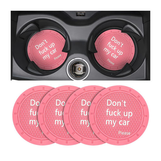 Picture of 8sanlione Car Cup Coaster, 4Pcs 2.75 Inch Auto Cup Holder Insert Coasters, Non-Slip Waterproof Embedded Drink Mat, Automotive Interior Accessories for Men and Women (D Pink/4PCS)