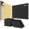 Picture of Upgraded 24 Pack Self-Adhesive Sound Proof Foam Panels 2" X 12" X 12" - Acoustic Panels with High Density, Pyramid Design Acoustic Foam. Fast Expand, Absorbs Sound and Eliminates Echoes