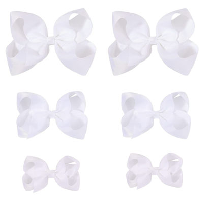 Picture of White Bows for Girls,6PCS Hand-made Grosgrain Ribbon Hair Bows Alligator Clips Hair Accessories for Little Teen Toddler Girls Kids (White)
