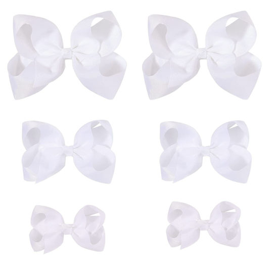 Picture of White Bows for Girls,6PCS Hand-made Grosgrain Ribbon Hair Bows Alligator Clips Hair Accessories for Little Teen Toddler Girls Kids (White)