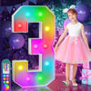 Picture of imprsv 4FT Colorful Marquee Light Up Numbers,18 Colors Number 3 With Remote, Light Up Numbers Sign for 13th 30th Birthday Anniversary Party Decor, Pre-Cut Foam Board Kit, Mosaic Numbers for Balloon