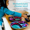 Picture of Ahimsa Stainless Steel Kids Plates | Pediatrician Designed | Balanced Bites Divided Plates for Toddlers | Non Toxic & 100% BPA Free | Dishwasher Safe | Set of 4 (Iridescent Blue)