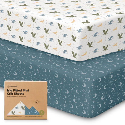 Picture of Pack and Play Sheets Fitted, 2-Pack Mini Crib Sheets - Pack N Play Sheets, Fitted Crib Sheet for Pack and Play Mattress, Playard Baby Crib Sheets, Crib Sheets Neutral for Boys, Girls (Dragon Tale)
