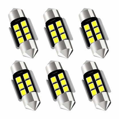 Picture of AUXLIGHT DE3175 DE3021 DE3022 3175 31MM 1.22”Festoon Canbus Error Free LED Interior Light Bulbs 6000K Xenon White, Super Bright 6SMD Chips for Dome Map Door Courtesy License Plate Lights (Pack of 6)