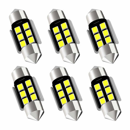 Picture of AUXLIGHT DE3175 DE3021 DE3022 3175 31MM 1.22”Festoon Canbus Error Free LED Interior Light Bulbs 6000K Xenon White, Super Bright 6SMD Chips for Dome Map Door Courtesy License Plate Lights (Pack of 6)