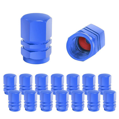 Picture of 16 PCS Car Tire Valve Stem Caps, Waterproof Airtight Car Wheel Tire Valve Stem Caps/Covers Universal for Cars, Bicycles, Motorcycles, Trucks, Motorcycles, Car Accessories for Men Women (Blue)