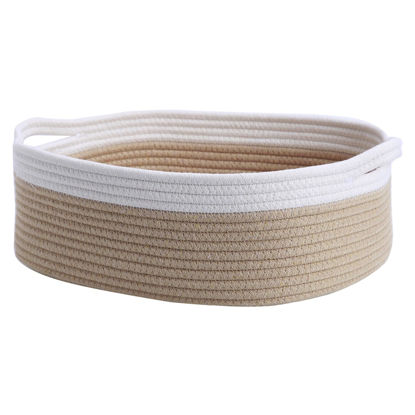 Picture of CIKI HOME Woven Cotton Rope Storage Basket, Cube Changing Table Organizer for Closet Towels, Baby Nursery Bin, Small Dog Cat Toy Box, Gift Baskets empty Brown