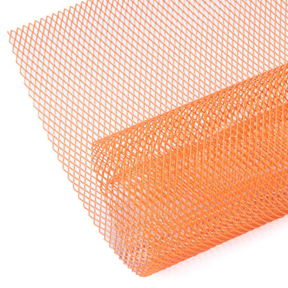 Picture of AggAuto Universal 40"x13" Car Grill Mesh - Aluminum Alloy Automotive Grille Insert Bumper Rhombic Hole 6x12mm, One of the Most Multifunctional Shape Grids Orange
