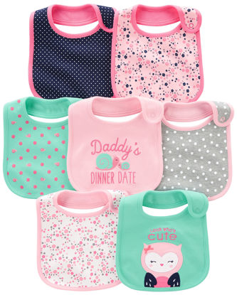 Picture of Simple Joys by Carter's Baby 7-Pack Teething Bibs, Pink/Mint Green, One Size