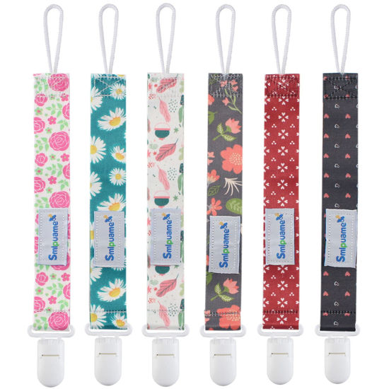 Picture of Smlpuame Pacifier Clip Girl,6 Pack Stylish Binky Clips Strap for Baby Girls,Paci Holder with Clip Lightweight Universal Fits Most Pacifiers Teether Toy Teething Ring Soothie,Baby Gifts(Flower)
