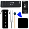 Picture of TENFLY 528 Hz Tuning Fork for Healing, DNA Repair, Reliever Stress and Perfect Musical Instrument, Frequency of Love, Silver, with Black Rubber Mallet, Triangular Silicone and Velvet Storage Bag