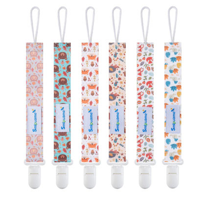 Picture of Smlpuame Pacifier Clip for Baby Boys Girl,6 Pack Stylish Binky Clips Strap,Paci Holder with Clips Universal Lightweight Fits Most Pacifiers Teeher toy Teething Ring Soothie,Baby Gifts(Animal)