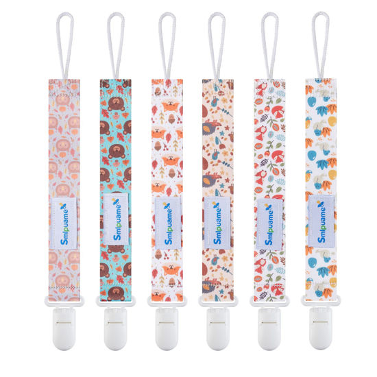 Picture of Smlpuame Pacifier Clip for Baby Boys Girl,6 Pack Stylish Binky Clips Strap,Paci Holder with Clips Universal Lightweight Fits Most Pacifiers Teeher toy Teething Ring Soothie,Baby Gifts(Animal)