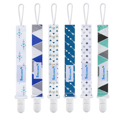Picture of Smlpuame Pacifier Clips for Boys,6 Pack Stylish Binky Clips Strap,Paci Holder with Clip Lightweight Universal Fits Most Pacifiers Teether Toy Teething Ring Soothie,Baby Shower Gifts(Green & Blue)