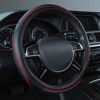 Picture of Car Pass Colour Piping Leather Steering Wheel Cover,Perfectly fit for 14.5-15 inches for Various Vehicles SUVs,Vans,Sedans,Cars (Black & Red)