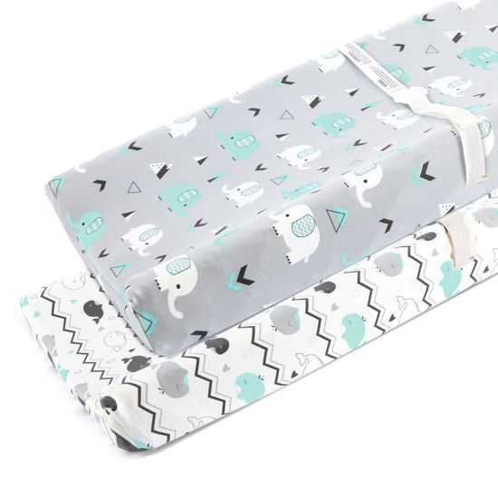 Picture of Stretchy Changing Pad Covers for Boys Girls,2 Pack Jersey Knit,Elephant & Whale