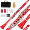 Picture of EASTROCK Clarinet Bb Flat 17 Nickel Keys Red Student Clarinet for Beginner with 2 Barrels Hard Case and Clarinet Cleaning Kit.