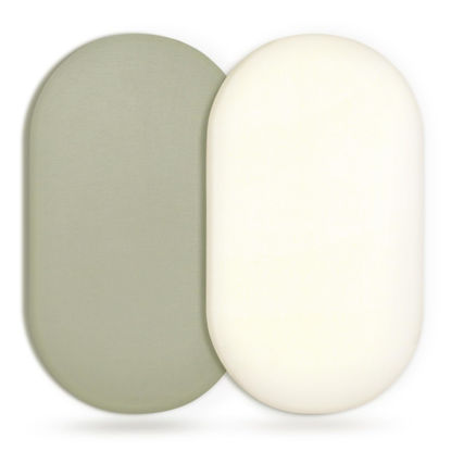 Picture of GRSSDER Stretchy Ultra Soft Fitted Bassinet Sheet 2 Pack, Universal Fit for Bassinets Baby Cradle Moses Basket Oval Rectangle Mattress Safe and Snug, Jersey Bassinet Sheets for Girls, Cream/Sage