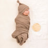 Picture of Konssy Baby Girl Newborn Receiving Blanket with Matching Headband and Beanie Set Baby Swaddle Nursery Swaddle Wrap