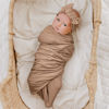 Picture of Konssy Baby Girl Newborn Receiving Blanket with Matching Headband and Beanie Set Baby Swaddle Nursery Swaddle Wrap