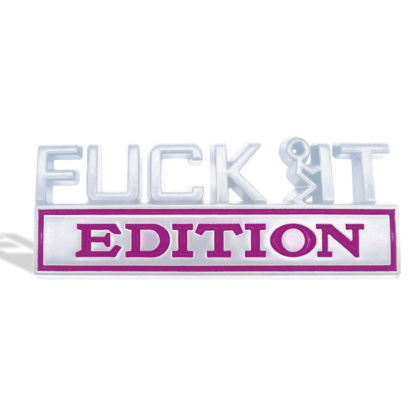 Picture of Fuck IT Edition Emblem, Car Exterior Emblems Badge 3D Sticker Decal, Fuck-IT Edition Emblem 3D Fender Badge Decal, 3D Fender Badge Decal Car Truck Replacement, Fit for All Cars (Sliver Purple)