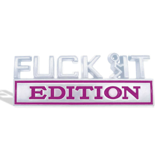 Picture of Fuck IT Edition Emblem, Car Exterior Emblems Badge 3D Sticker Decal, Fuck-IT Edition Emblem 3D Fender Badge Decal, 3D Fender Badge Decal Car Truck Replacement, Fit for All Cars (Sliver Purple)