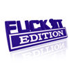 Picture of Fuck IT Edition Emblem, Car Exterior Emblems Badge 3D Sticker Decal, Fuck-IT Edition Emblem 3D Fender Badge Decal, 3D Fender Badge Decal Car Truck Replacement, Fit for All Cars (Blue White)