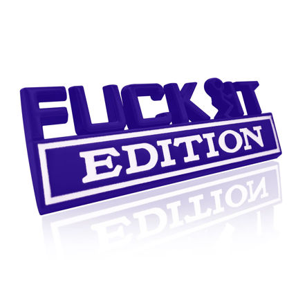 Picture of Fuck IT Edition Emblem, Car Exterior Emblems Badge 3D Sticker Decal, Fuck-IT Edition Emblem 3D Fender Badge Decal, 3D Fender Badge Decal Car Truck Replacement, Fit for All Cars (Blue White)