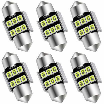 Picture of AUXLIGHT 6614 6641 6612F 6615 F30-WHP TS-14V1CP 29MM 1.14”Festoon LED Interior Light Bulbs Ice Blue, Super Bright 6SMD Chips for Car SUV Truck Sunvisor Vanity Mirror Lights (Pack of 6)