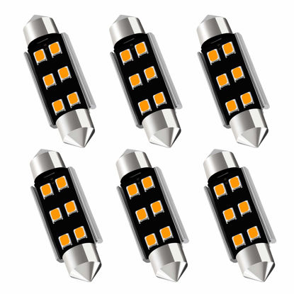 Picture of AUXLIGHT 211-2 212-2 578 569 214-2 41MM 1.61”Festoon Canbus Error Free LED Interior Light Bulbs Amber Yellow, Super Bright 6SMD Chips for Dome Map Door Courtesy License Plate Lights (Pack of 6)