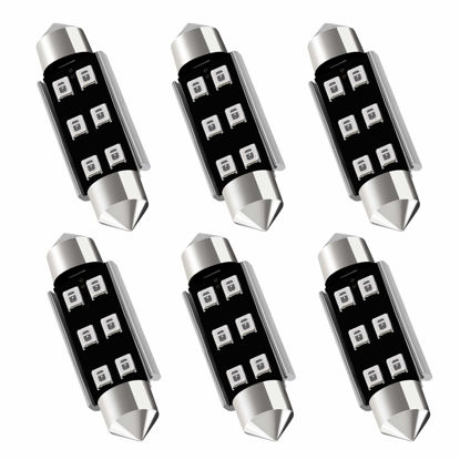 Picture of AUXLIGHT 211-2 212-2 578 569 214-2 41MM 1.61”Festoon Canbus Error Free LED Interior Light Bulbs Ultra Blue, Super Bright 6SMD Chips for Dome Map Door Courtesy License Plate Lights (Pack of 6)