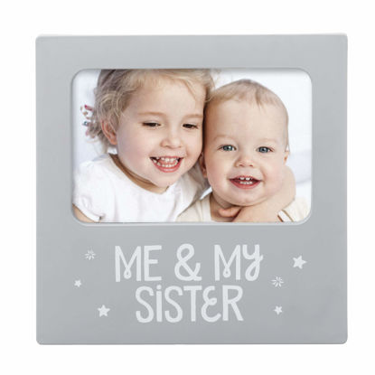 Picture of tiny ideas Me and My Sister Picture Frame, Baby Keepsake Frame, Sibling Gifts for Sisters, Brothers, Birthday, Shower, Baptism, Newborn Nursery Decor, 4x6 Photo Insert, Gray