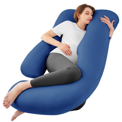 Picture of Sasttie Pregnancy Pillows for Sleeping, U Shaped Cooling Full Body Pillow Pregnancy Must Haves, Maternity Pillow for Pregnant Women, Pillow with Removable Cover for Side Sleeper, Navy