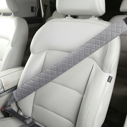 Picture of HighnessHwoo Extra Long Seatbelt Covers for Adults Kids Women & Men, Soft Car Seat Belt Strap Cushion for Sedan, SUV, Trucks, Shoulder Neck Chest Protector Pads, Auto Accessories, 1pc, Gray, 25.5in