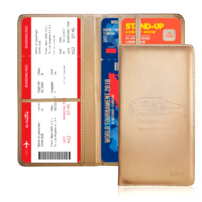 Picture of Car Registration and Insurance Card Holder - Leather Vehicle Glove Box Automobile Documents Paperwork Wallet Case Organizer for ID, Driver's License, Key Contact Information Cards